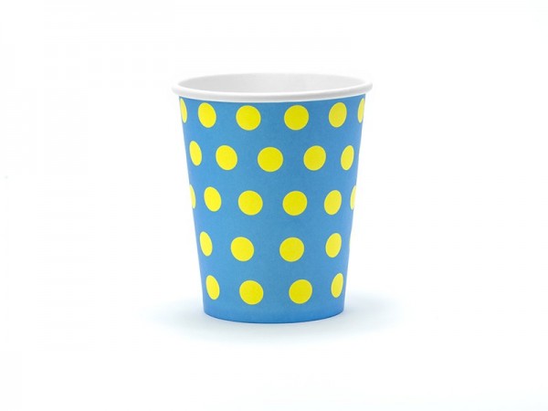 6 different colored polka dots paper cups 200ml 3