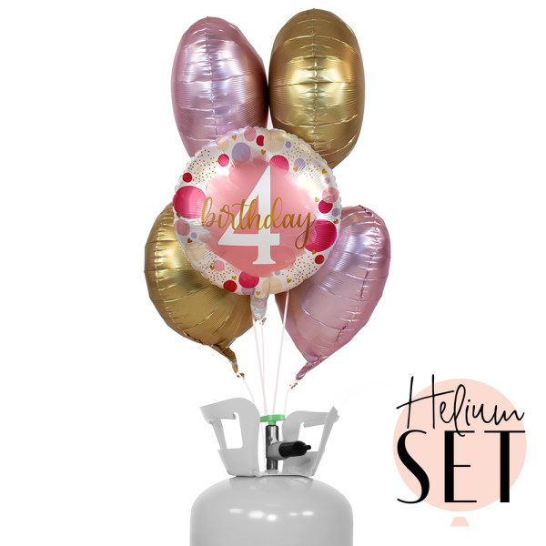 Sweet Birthday Four Ballonbouquet-Set mit Heliumbehälter