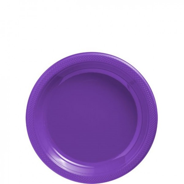 6 Violette Plastikteller 18cm