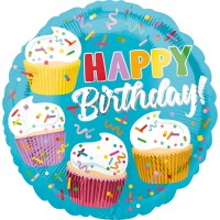 Tillykke med fødselsdagen cupcake ballon 45cm