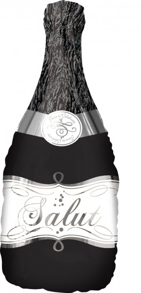 Champagne folieballong svart 91cm