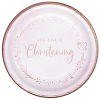 8 Your Baptism Plates Pink 23cm