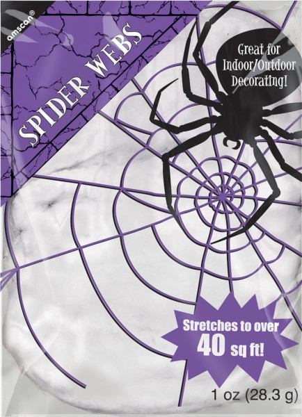 Toile d'araignée extensible Halloween blanche 3.7m²