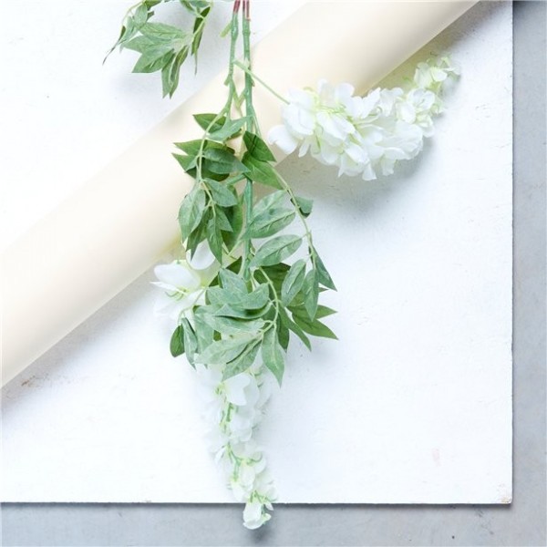 Flor blanca de glicina artificial 90cm