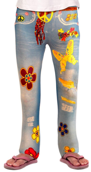 Kinder Leggings Flower-Power Jeans-Optik 2