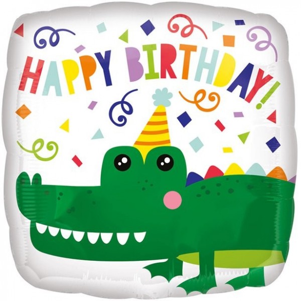 Krokodil folieballon Happy Birthday 46cm