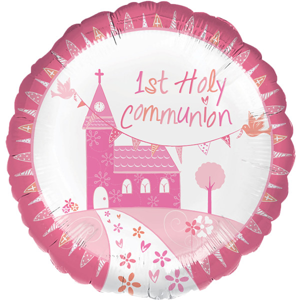 Foil balloon first communion pink 46cm