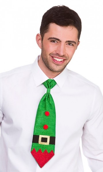 Glitzernde Weihnachtself Krawatte für Herren