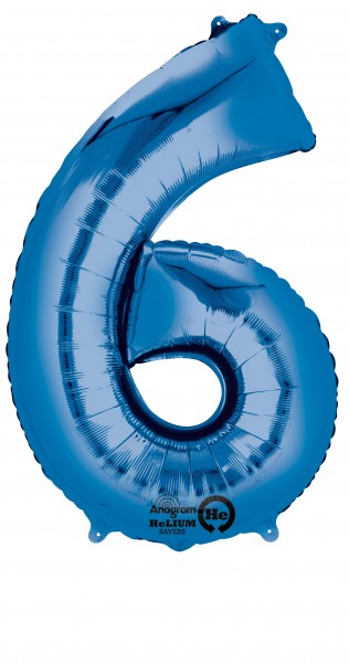 Nummerballong 6 blå 88cm