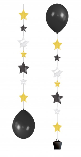 Set of 3 sparkling stars balloon pendants