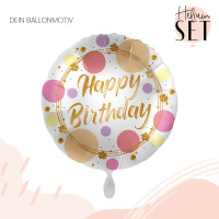 Vorschau: Shiny Dots Birthday Ballonbouquet-Set mit Heliumbehälter