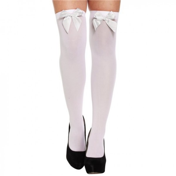 Overknees stockings for women with white bow
