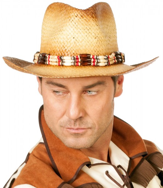 Sombrero de Paja del Salvaje Oeste Deluxe Beige