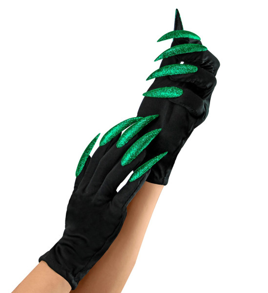 Witch gloves with green fingernails