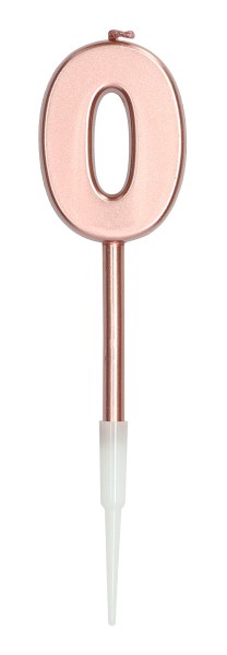 Rosy Blush Zahlenkerze 0 roségold 14cm