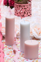 Pillar candle fluted old pink 7 x 7.5cm