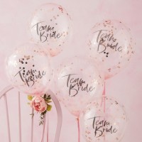 5 ballons confettis Team Bride 30cm