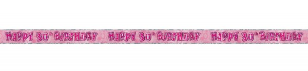 30-års fødselsdag lyserød glitter drømmefest banner 2